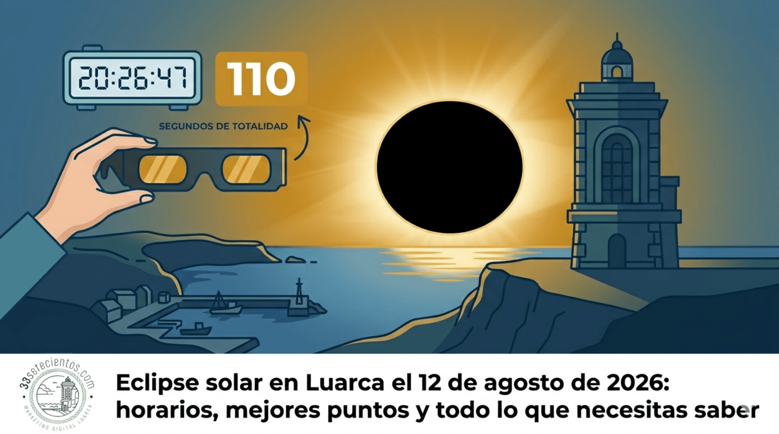 Eclipse solar en Luarca el 12 de agosto de 2026: horarios, mejores puntos y todo lo que necesitas saber